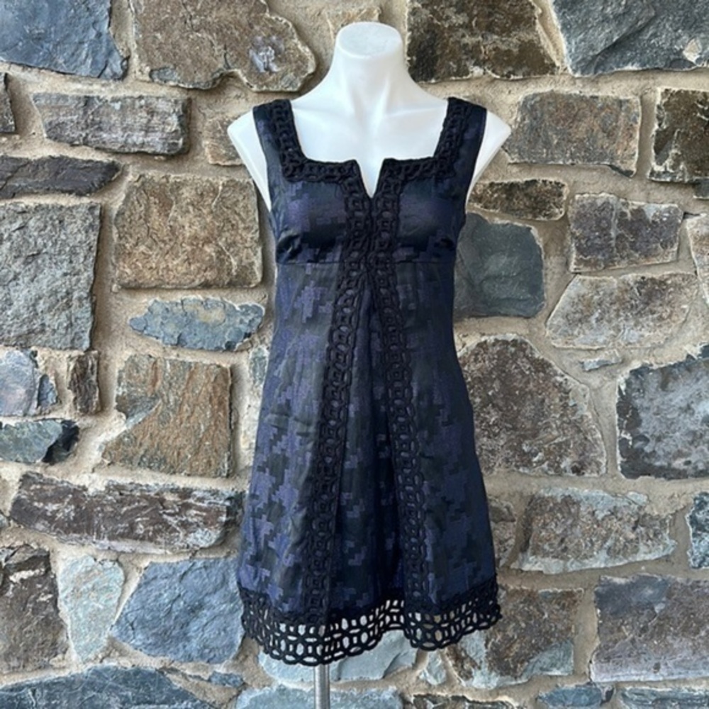 Anna Sui for Target 'Blair' Eyelet Lace Mini Dress in Black & Navy Blue Size S